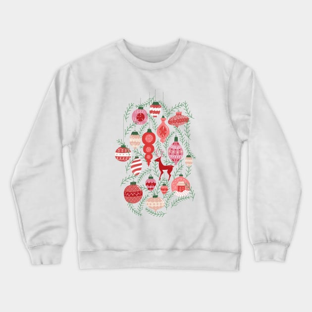 Mid-Century Ornaments in Mint + Red Crewneck Sweatshirt by latheandquill